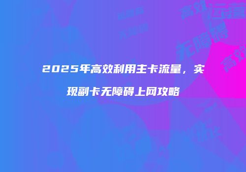 2025年高效利用主卡流量，实现副卡无障碍上网攻略