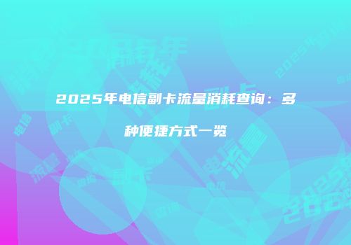 2025年电信副卡流量消耗查询:多种便捷方式一览