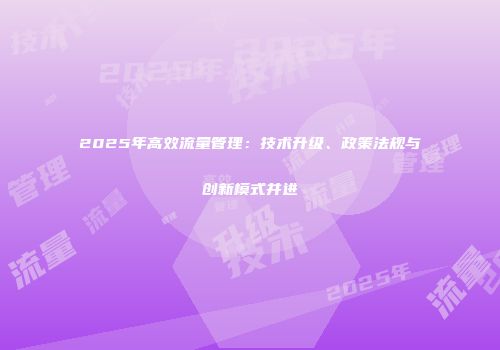 2025年高效流量管理：技术升级、政策法规与创新模式并进