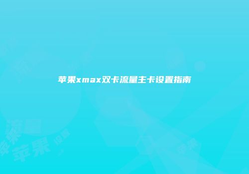 苹果xmax双卡流量主卡设置指南