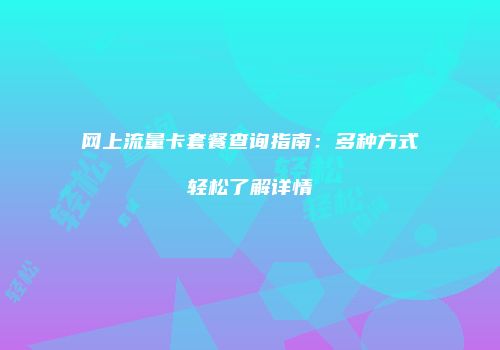 网上流量卡套餐查询指南：多种方式轻松了解详情