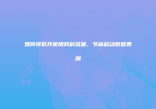 如何领取并使用网龄流量，节省移动数据费用