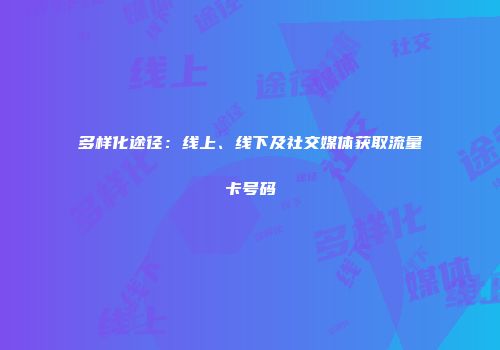 多样化途径：线上、线下及社交媒体获取流量卡号码