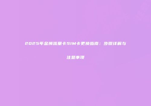 2025年金狮流量卡SIM卡更换指南:步骤详解与注意事项