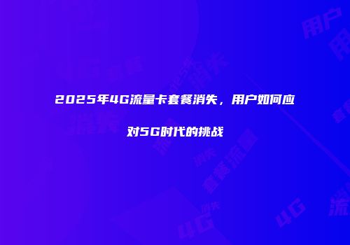 2025年4G流量卡套餐消失，用户如何应对5G时代的挑战
