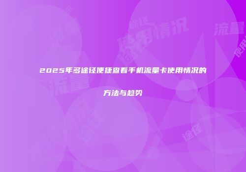 2025年多途径便捷查看手机流量卡使用情况的方法与趋势