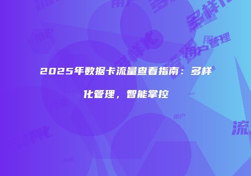 2025年数据卡流量查看指南：多样化管理，智能掌控