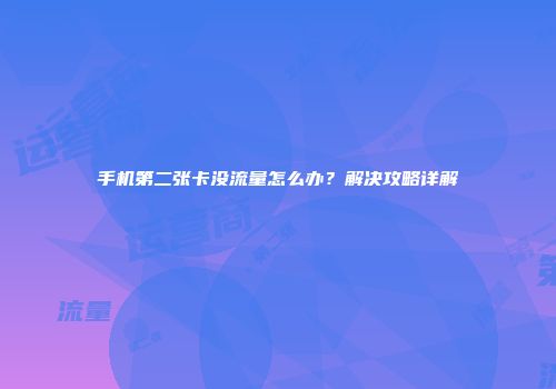 手机第二张卡没流量怎么办?解决攻略详解