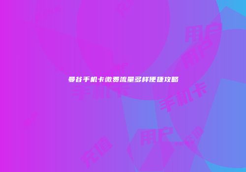 曼谷手机卡缴费流量多样便捷攻略