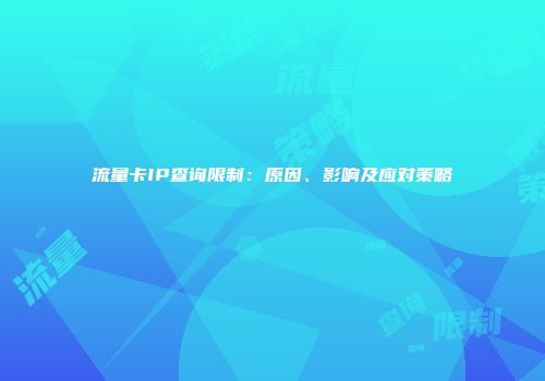流量卡IP查询限制：原因、影响及应对策略