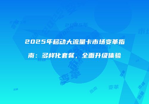 2025年移动大流量卡市场变革指南：多样化套餐，全面升级体验