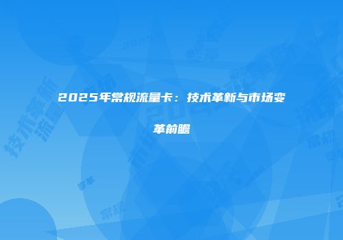 2025年常规流量卡:技术革新与市场变革前瞻