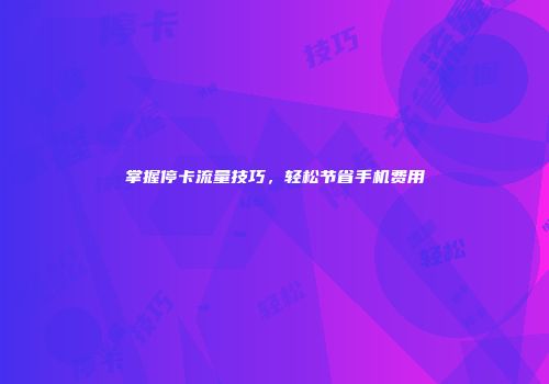 掌握停卡流量技巧，轻松节省手机费用
