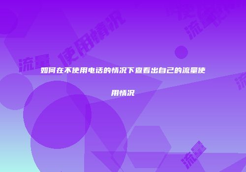 如何在不使用电话的情况下查看出自己的流量使用情况