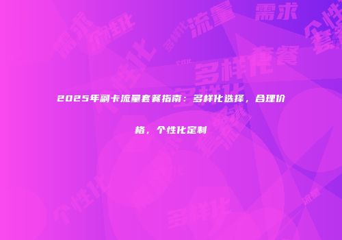 2025年副卡流量套餐指南:多样化选择,合理价格,个性化定制