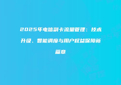 2025年电信副卡流量管理:技术升级、智能调度与用户权益保障新篇章