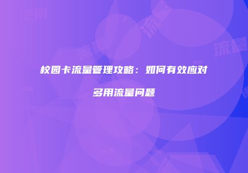 校园卡流量管理攻略：如何有效应对多用流量问题