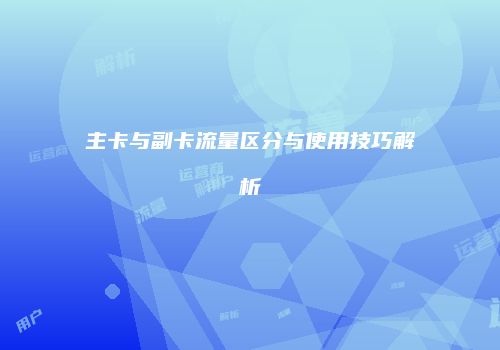 主卡与副卡流量区分与使用技巧解析