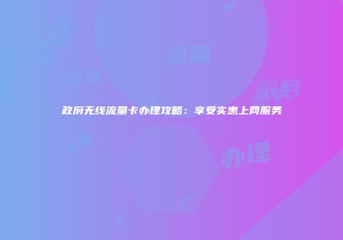 政府无线流量卡办理攻略：享受实惠上网服务