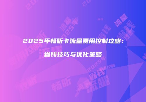 2025年畅听卡流量费用控制攻略：省钱技巧与优化策略