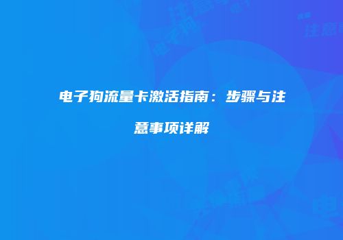电子狗流量卡激活指南:步骤与注意事项详解