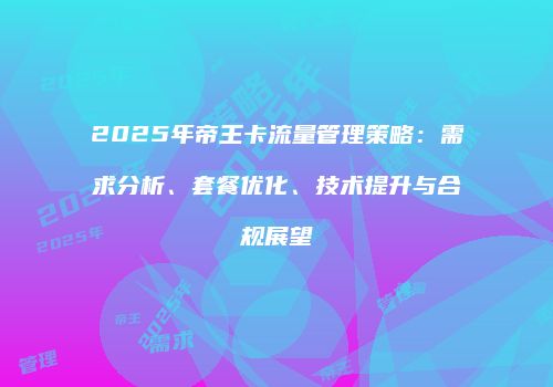 2025年帝王卡流量管理策略:需求分析、套餐优化、技术提升与合规展望