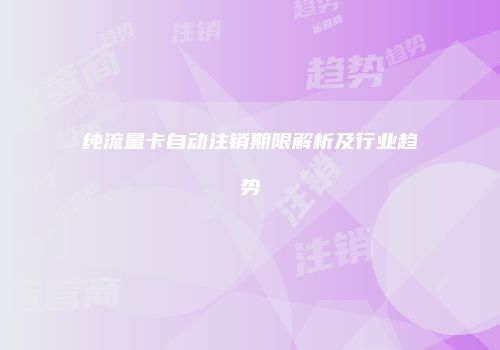 纯流量卡自动注销期限解析及行业趋势