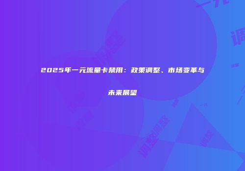 2025年一元流量卡禁用：政策调整、市场变革与未来展望