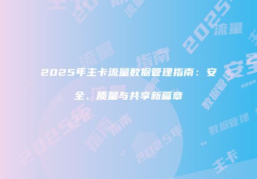 2025年主卡流量数据管理指南:安全、质量与共享新篇章