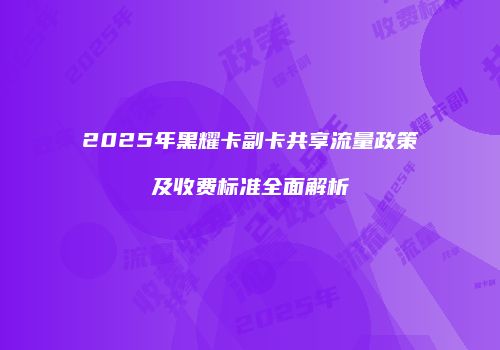 2025年黑耀卡副卡共享流量政策及收费标准全面解析