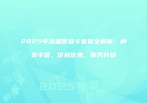 2025年流量便宜卡套餐全解析:种类丰富,价格优惠,服务升级