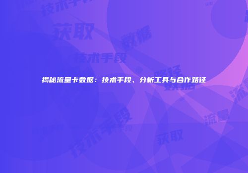揭秘流量卡数据:技术手段、分析工具与合作路径