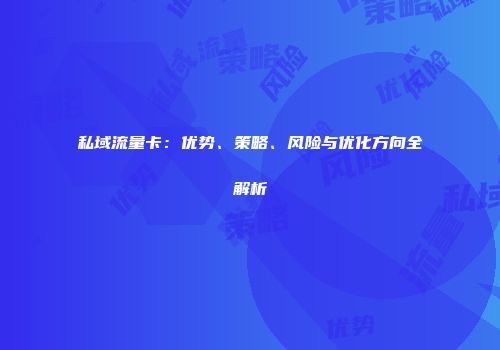 私域流量卡:优势、策略、风险与优化方向全解析