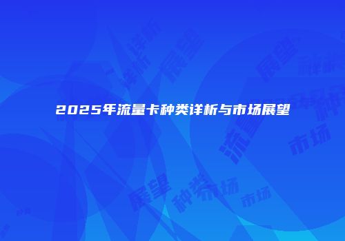 2025年流量卡种类详析与市场展望