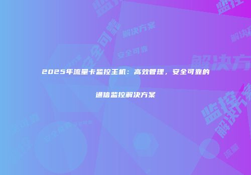 2025年流量卡监控主机:高效管理,安全可靠的通信监控解决方案