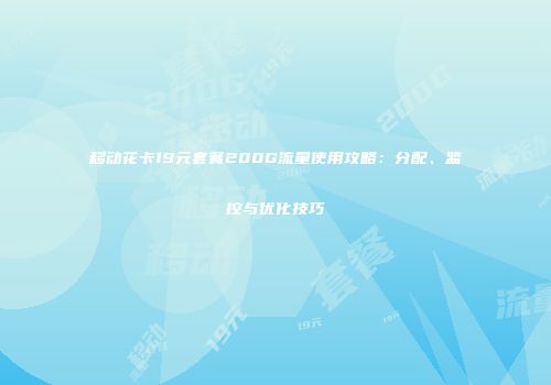 移动花卡19元套餐200G流量使用攻略：分配、监控与优化技巧