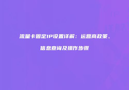 流量卡固定IP设置详解：运营商政策、信息查询及操作步骤