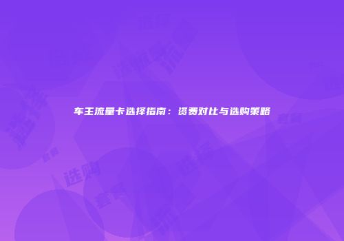 车主流量卡选择指南:资费对比与选购策略