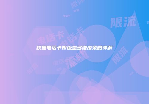 校园电话卡限流量多维度策略详解