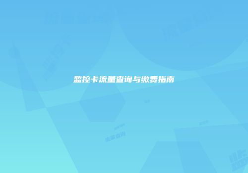 监控卡流量查询与缴费指南