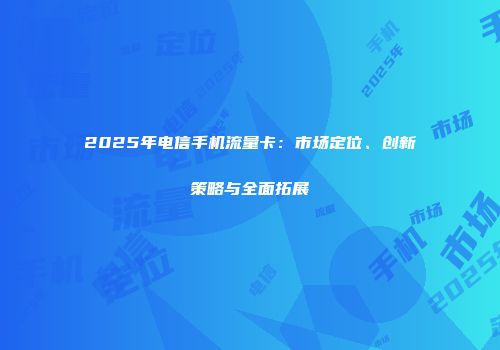 2025年电信手机流量卡：市场定位、创新策略与全面拓展