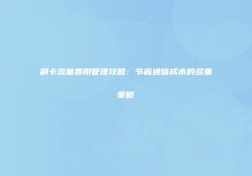 副卡流量费用管理攻略：节省通信成本的多重策略