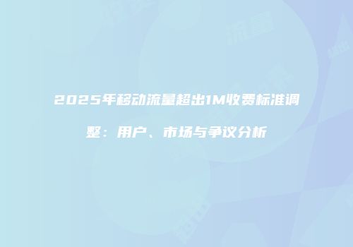 2025年移动流量超出1M收费标准调整：用户、市场与争议分析