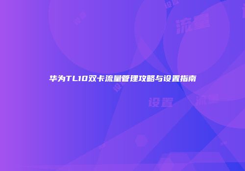 华为TL10双卡流量管理攻略与设置指南