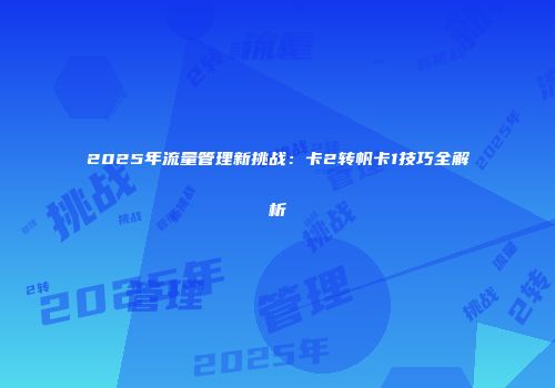 2025年流量管理新挑战：卡2转帆卡1技巧全解析