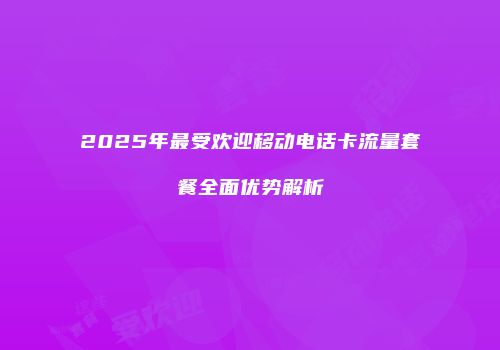 2025年最受欢迎移动电话卡流量套餐全面优势解析