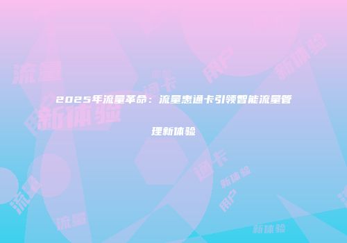 2025年流量革命：流量惠通卡引领智能流量管理新体验