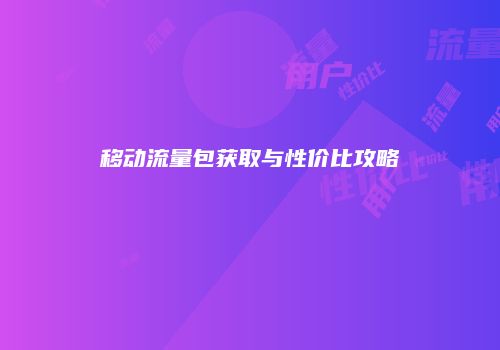 移动流量包获取与性价比攻略