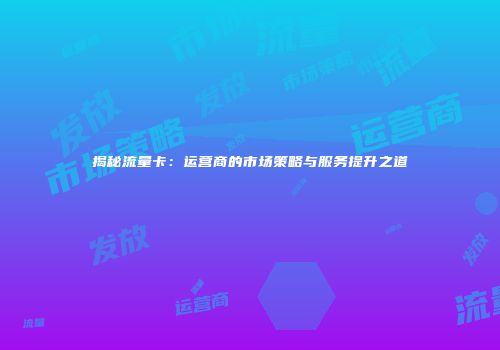 揭秘流量卡：运营商的市场策略与服务提升之道