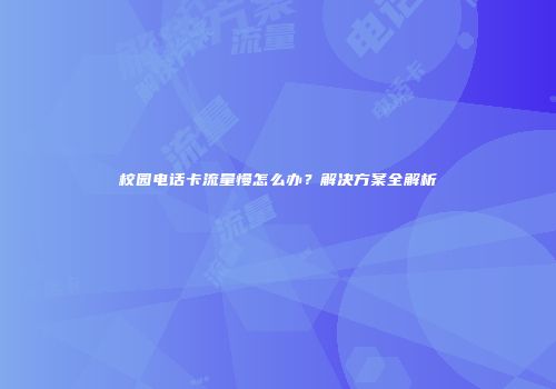 校园电话卡流量慢怎么办?解决方案全解析